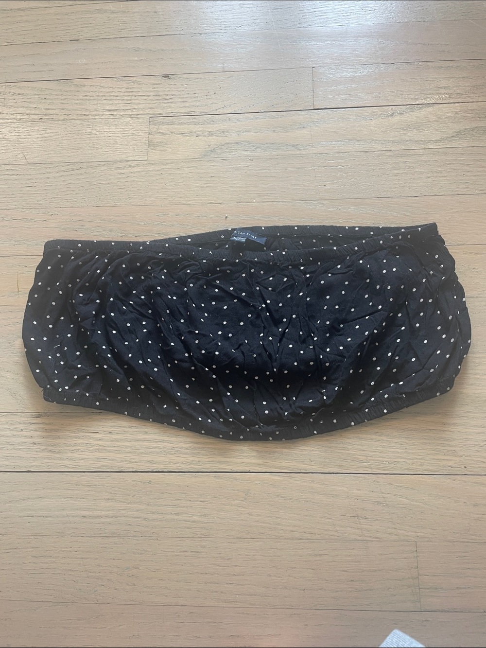 American Eagle Outfitters Black Polka Dot Strapless Bandeau Top
